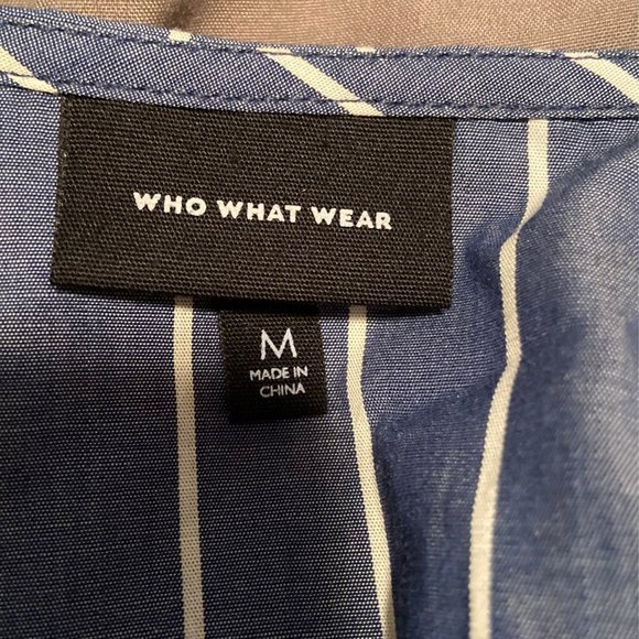 Who What Wear Pinstripe Wrap Around Blouse - Picture 6 of 8